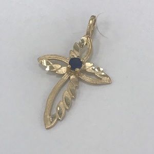 14k yellow gold sapphire cross